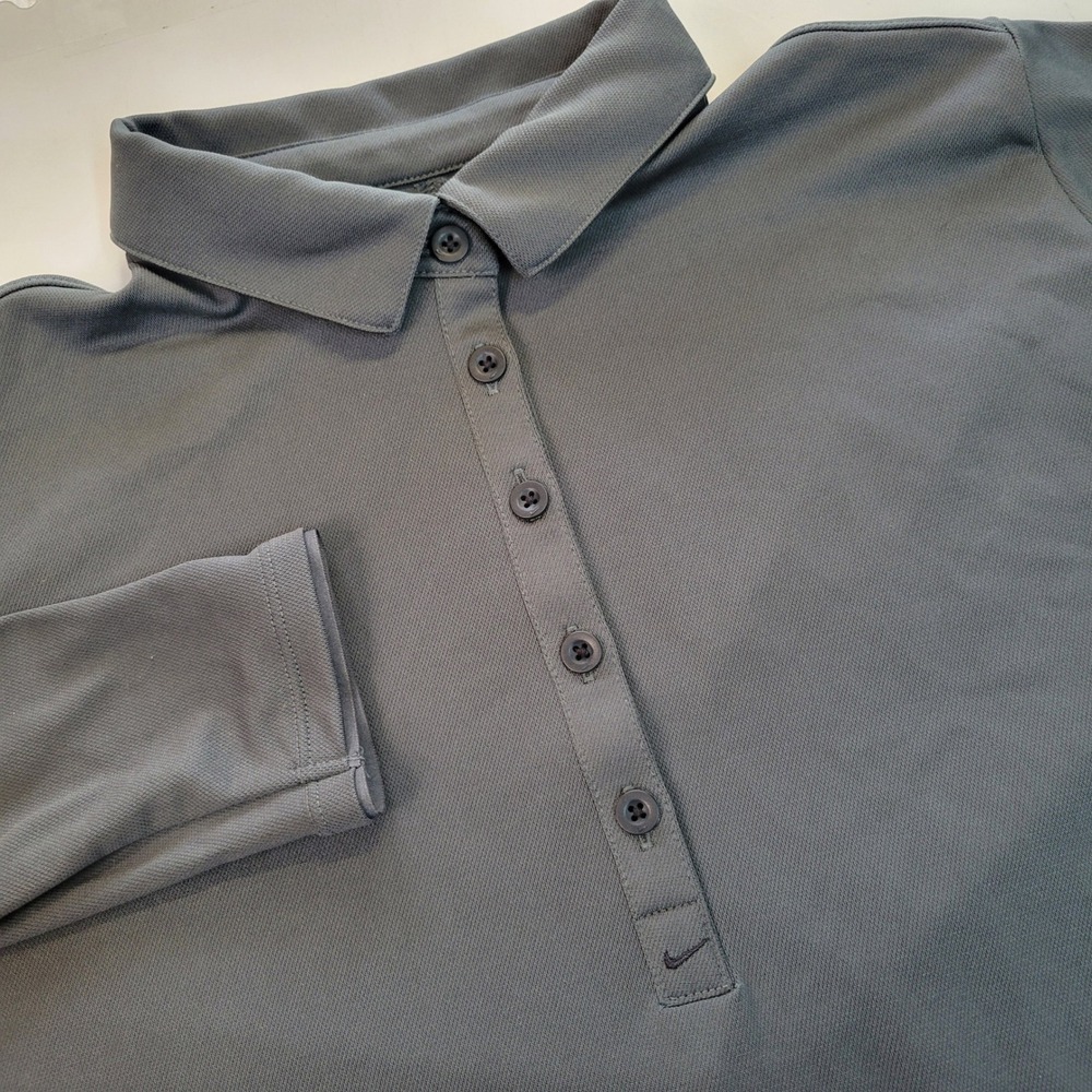 Nike Golf Dri-FIT Long Sleeve Polo Shirt Gray Women's XXL New